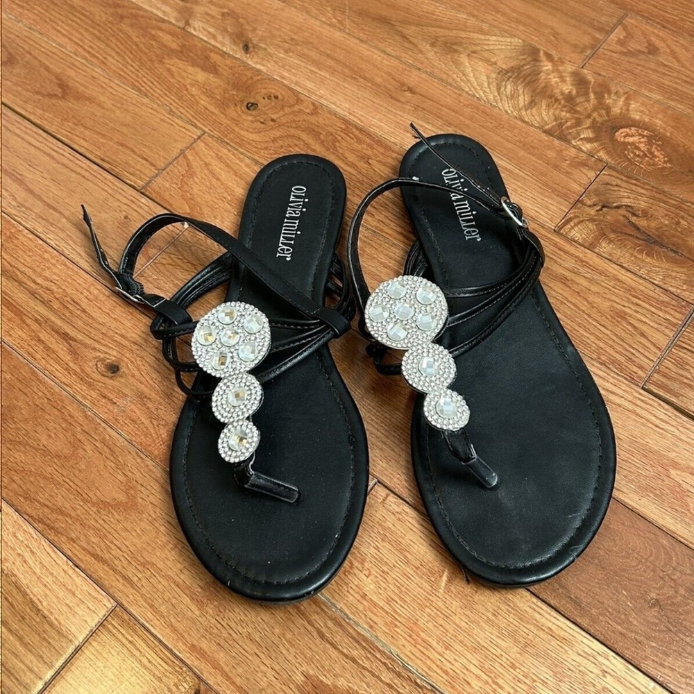 Olivia Miller Thong Sandals Womens Size 8 Silver Sparkle Flip-Flop Summer